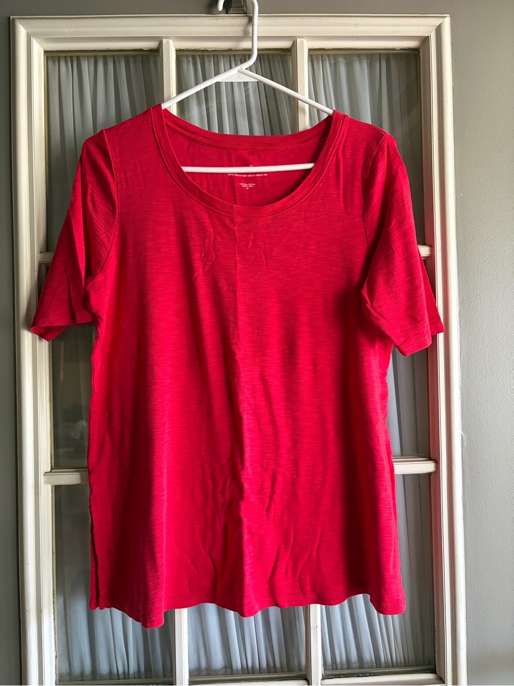 J. Jill Women's Red Scoop-Neck Short Sleeve Tee
